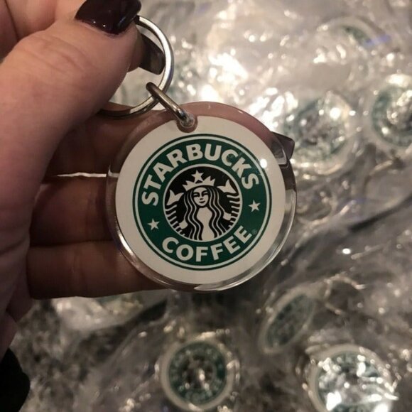 Starbucks Original Logo Keychain Lucite Pendant Fob Coffee Key Ring Vintage - Picture 2 of 9